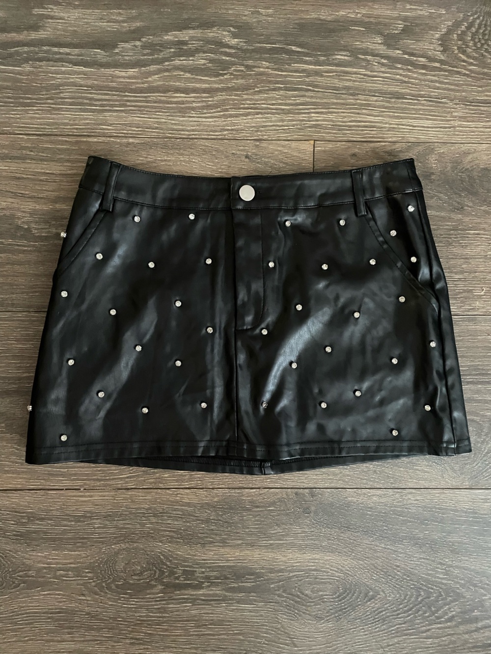 Better Be Studded Black Faux Leather Mini Skirt - Women's Small pop millennial